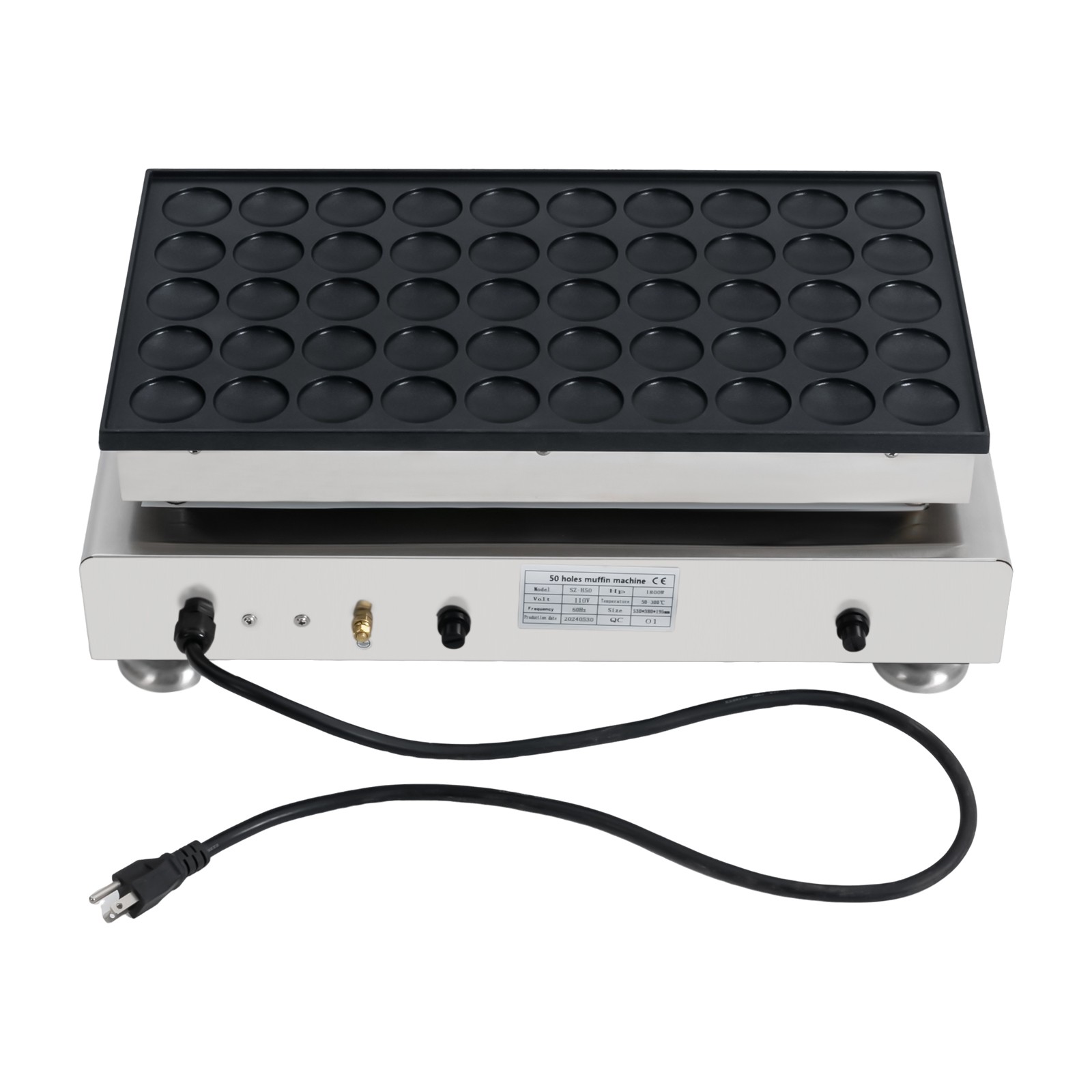 110 V 50 Hole Electric Dutch Poffertjes Mini Pancake Baker Maker Machine New