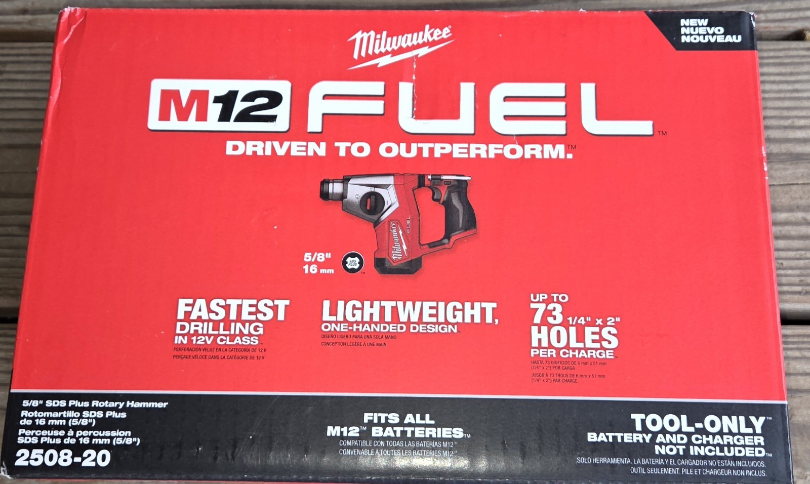Milwaukee M12 Fuel 5/8" SDS-Plus Rotary Hammer Drill 2508-20 Tool Only - NEW