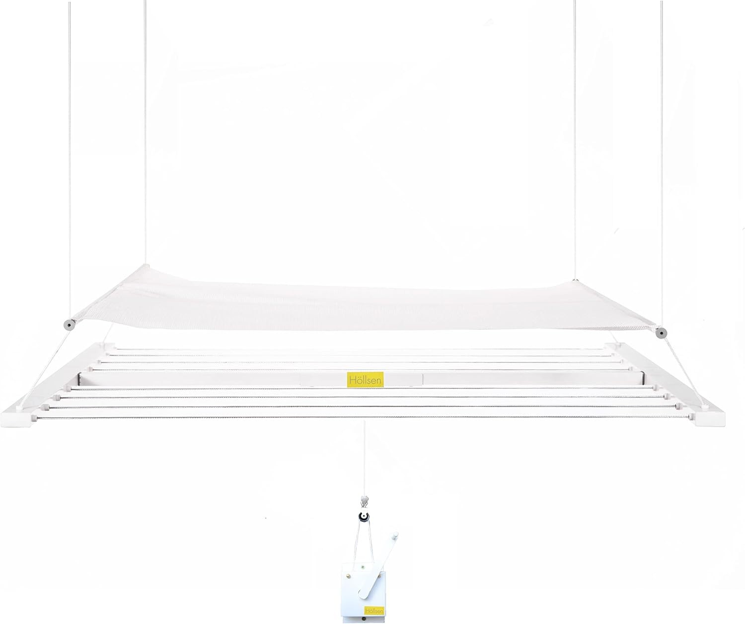 Ceiling Mounted Pulley Drying Rack – Compact Aluminum Clothesline with Mesh Shel