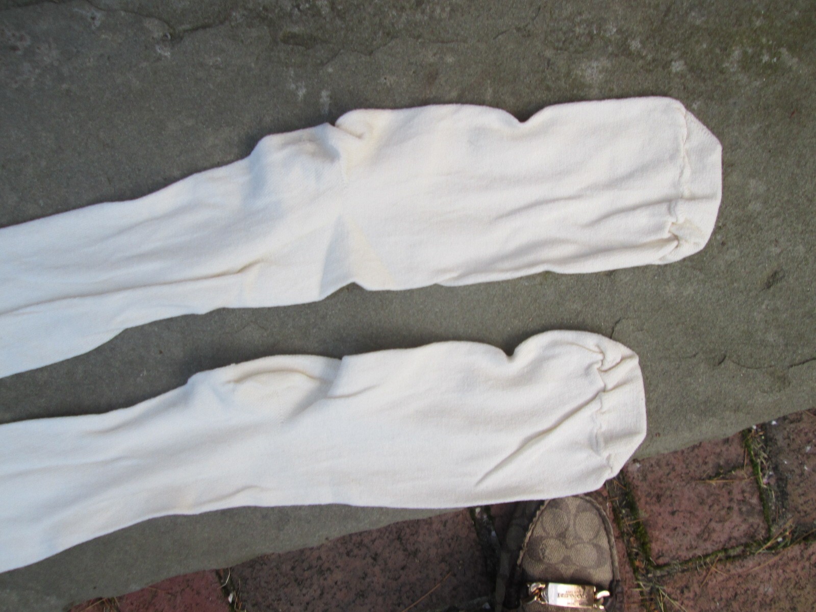 REENACTOR COLONIAL REV WAR 18-19TH C SILK STOCKING SOLID NATURAL IVORY LADIES