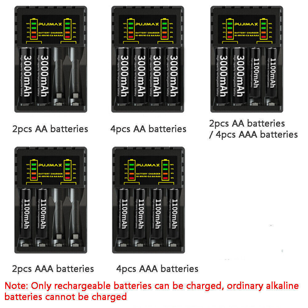Intelligent Battery Charger 4 Slot For AA AAA NI-CD NI-MH Rechargeable Batteries
