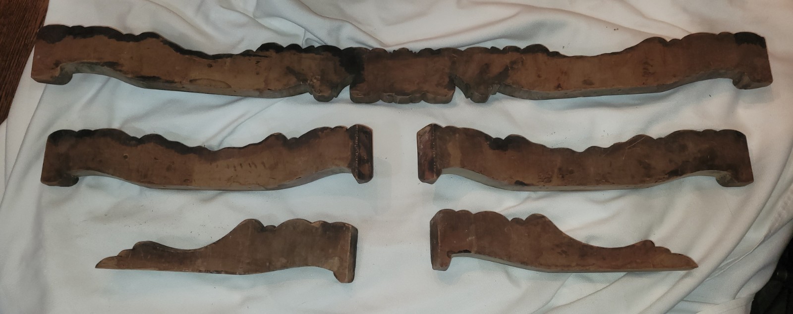 Antique 19th Century Hand Carved Architectural Scrollwork, Salvaged Sofa Apron