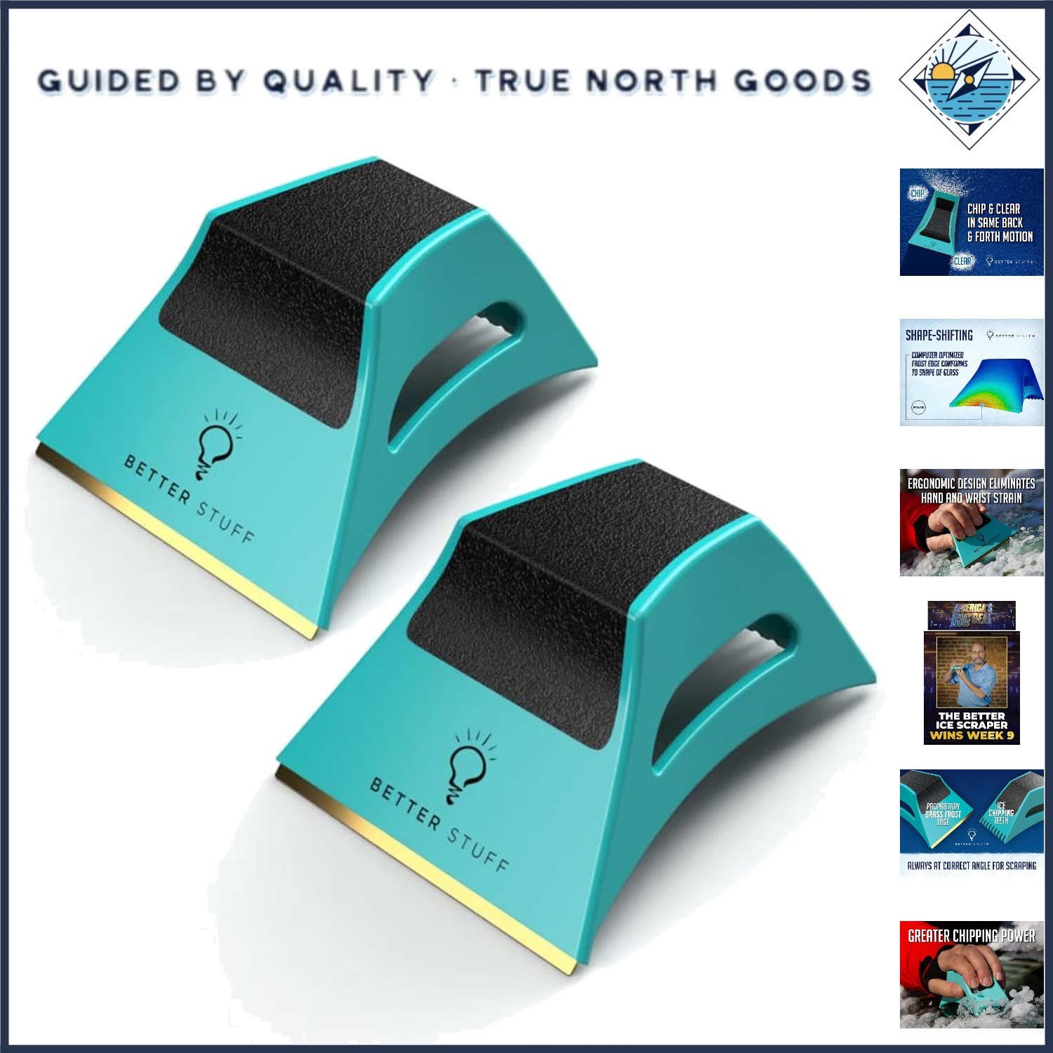 Innovative Ice Scraper with Brass Edge - Efficient Frost Removal Set of 2