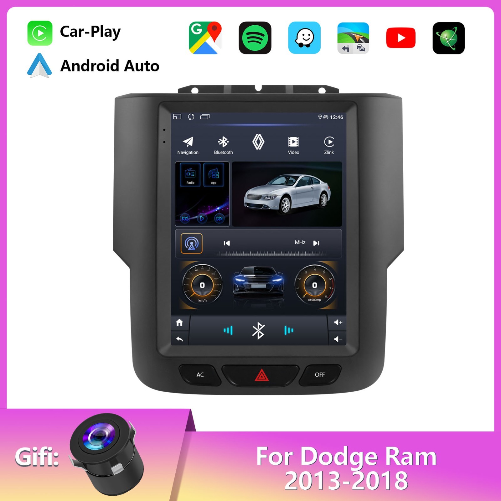FOR 2013-2019 DODGE RAM 1500 2500 3500 9.7" ANDROID 14 CARPLAY CAR GPS RADIO CAM