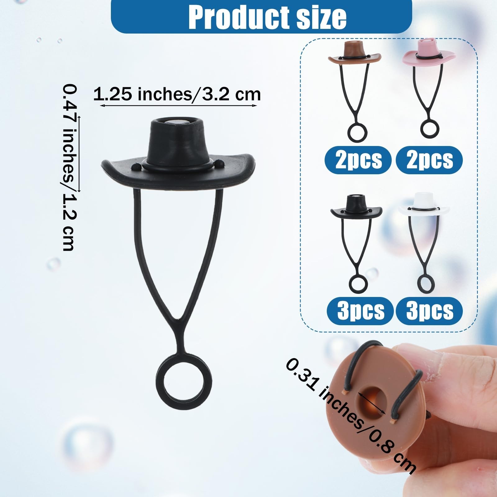 10 Pcs Straw Cowboy Covers Cap Silicone Cowboy Hat Cute Funny Straw Toppers T...