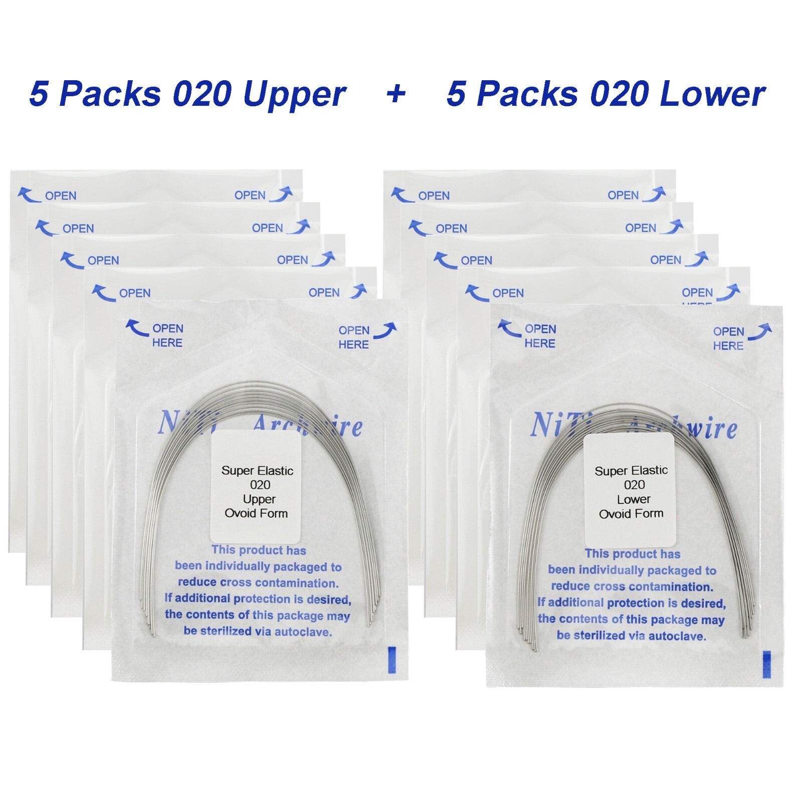 100Pcs Dental Orthodontic Arch Wire NiTi Stainless Steel Ovoid Round Rectangular