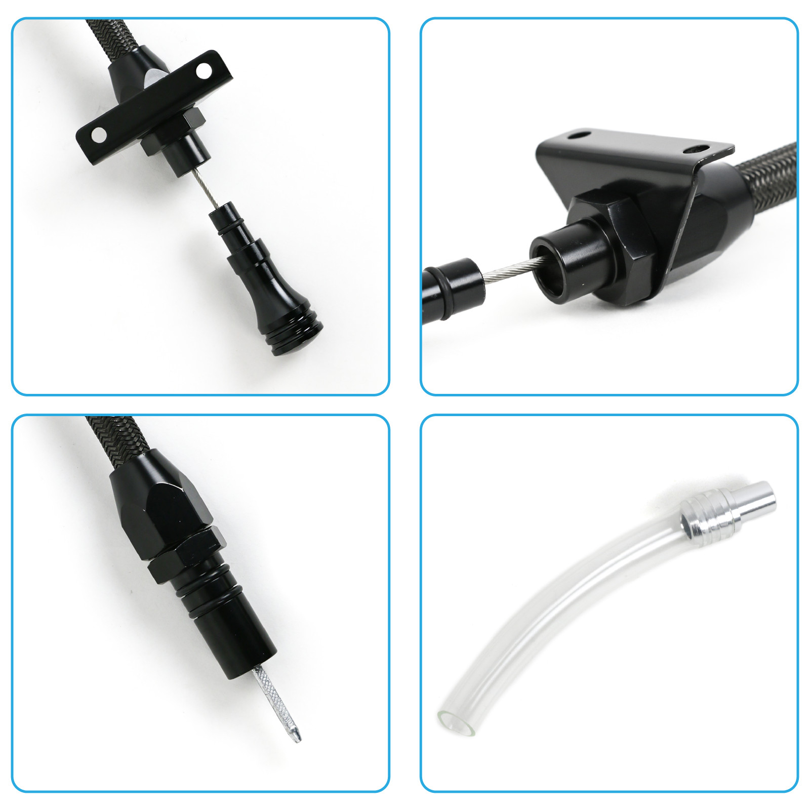 Firewall Mount Transmission Dipstick Black Compatible with GM 4L80E, LS Engines