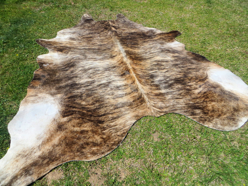 HUGE ! 8x7  GENUINE ! BRINDLE CARAMEL Cowhide Rug natural Cowhides Cow Hide Skin
