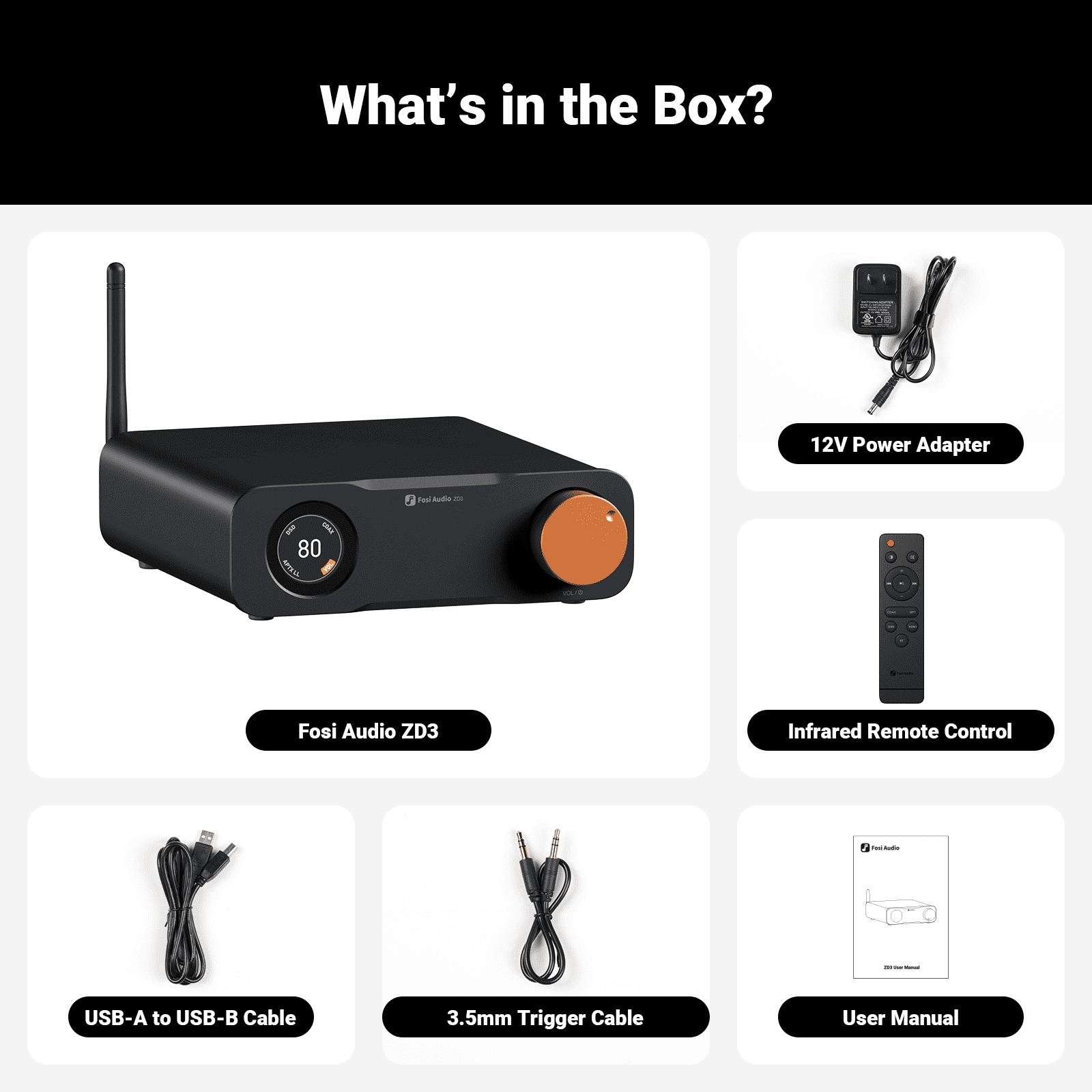 Fosi Audio ZD3 Fully Balance Desktop DAC Integrated Amplifier Converter W/Remote