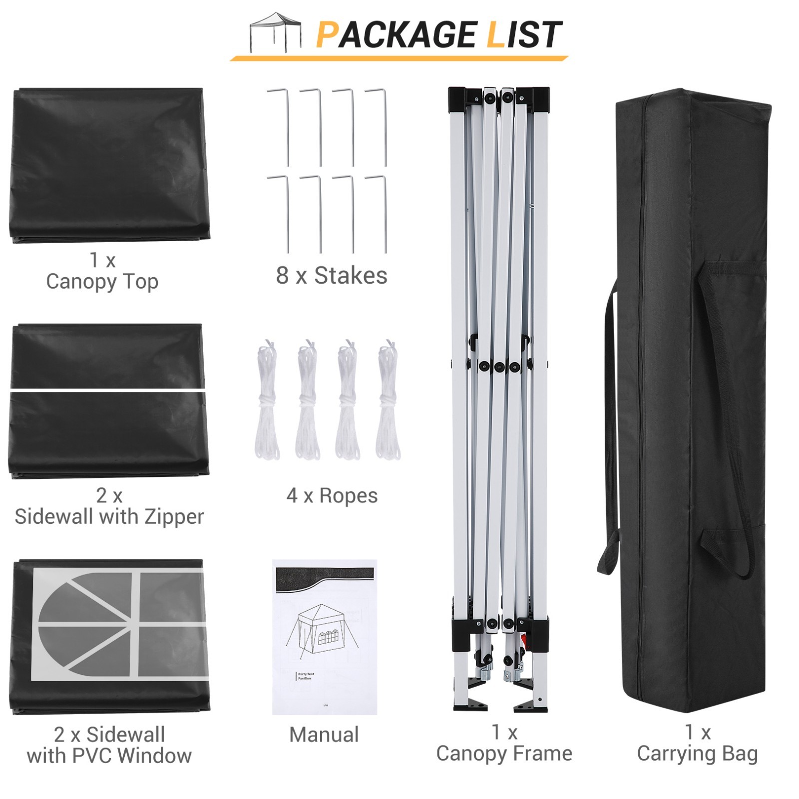 10x10FT Pop Up Canopy Tent with 4 Removable Sidewalls Waterproof Commercial NEW