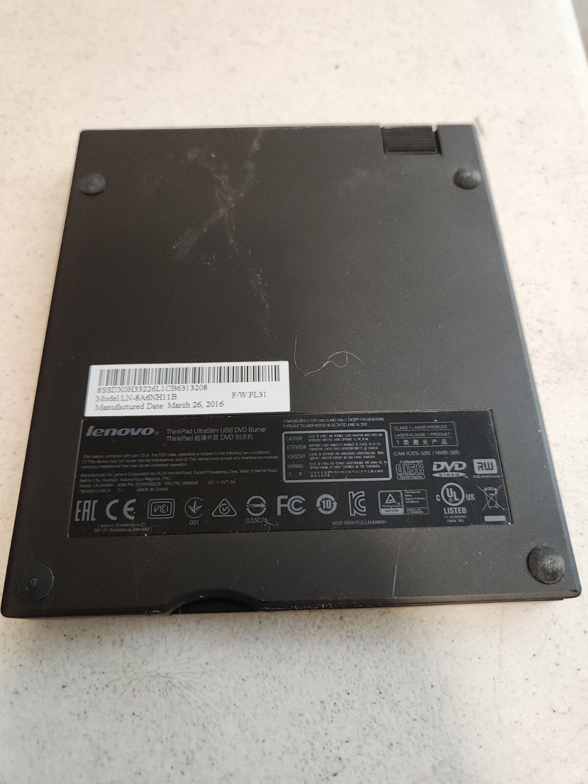 Lenovo ThinkPad Ultra Slim USB DVD Burner DVD-RW Recorder Portable /w Splitter