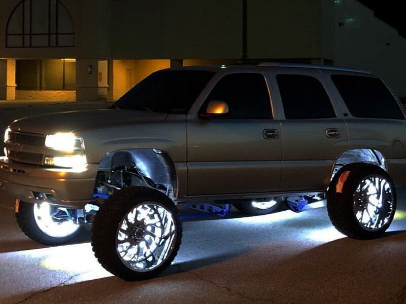 4x 15.5'' Pure White Double Row LED Wheel Rim Lights Truck Strobe Button Control