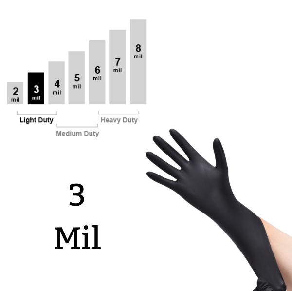 Black Nitrile Disposable Gloves Powder Latex Free | 3, 5, & 6 Mil & Size S - XXL