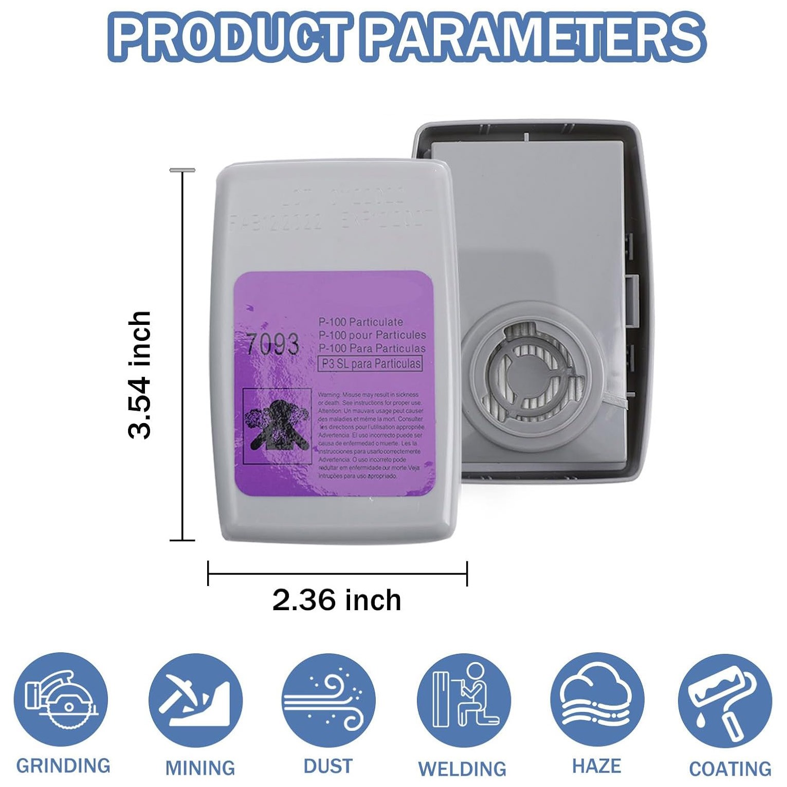 6200 Half Face Gas Respirator Mask with 7093 Filters for Chemicals Spray Paint