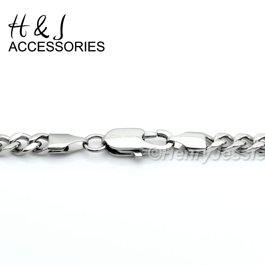 18"-36"MEN Stainless Steel 5mm Silver Cuban Curb Necklace Plain Cross Pendant*29