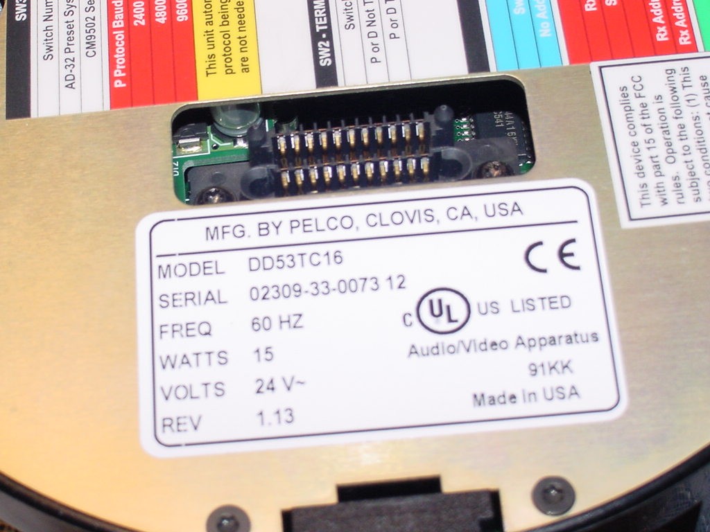 Pelco Spectra III Dome Camera DD53TC16, 24 Volt, 60Hz, 15 Watts, Used!