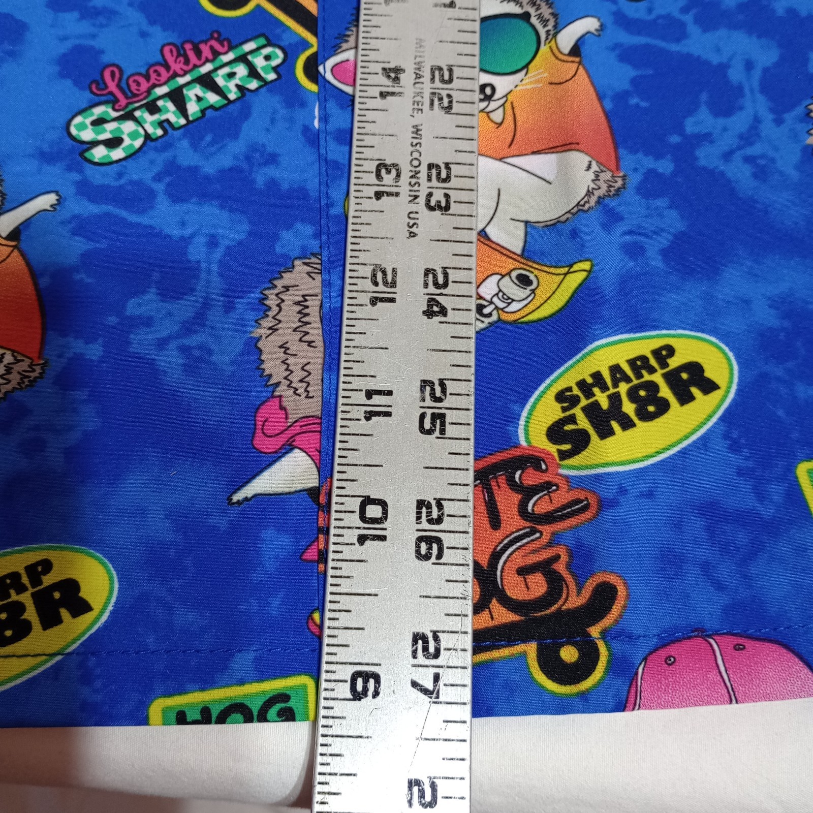 Dickies Scrub Top Blue Hedgehog Skater Skateboard Women's Size Small New NWTS