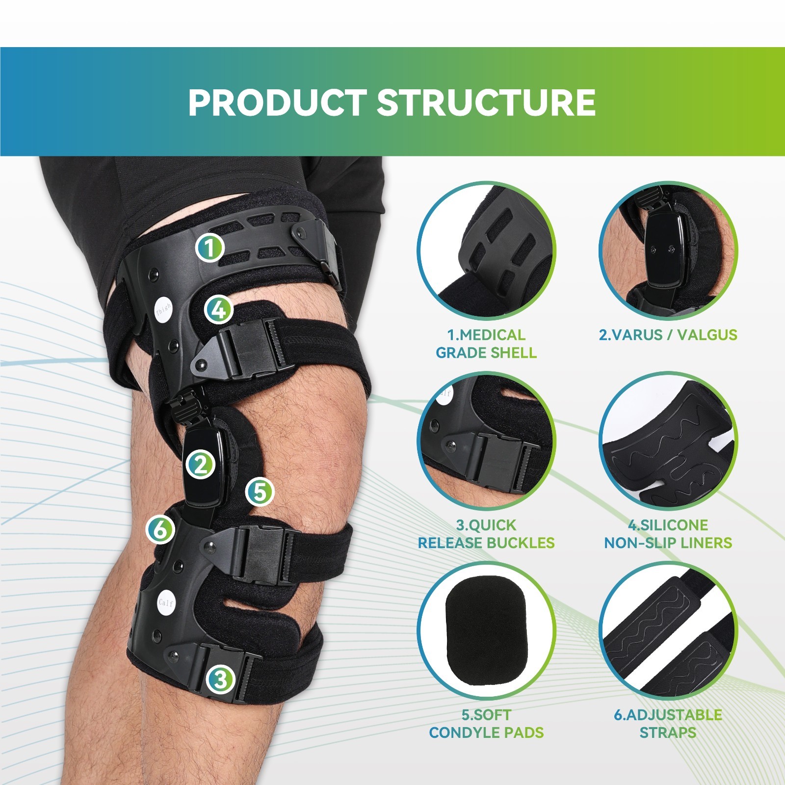 Bone-on-Bone Knee Pain Relief Brace,Support for Arthritis Pain & Joint Stability