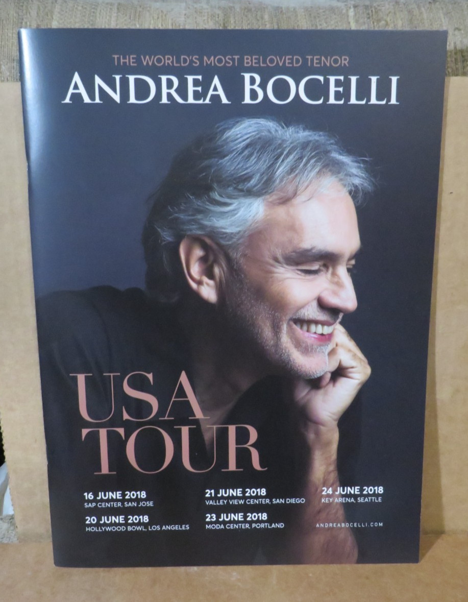 ANDREA BOCELLI 2018 USA TOUR SOUVENIR PROGRAM Mint Cond*