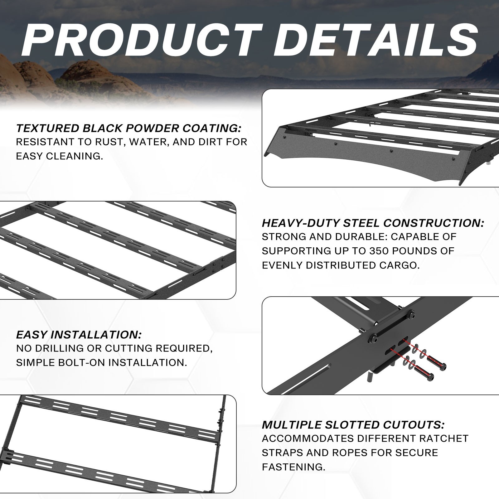 Full Size Roof Rack Cargo Basket For 2010-2024 Toyota 4Runner 5th Gen