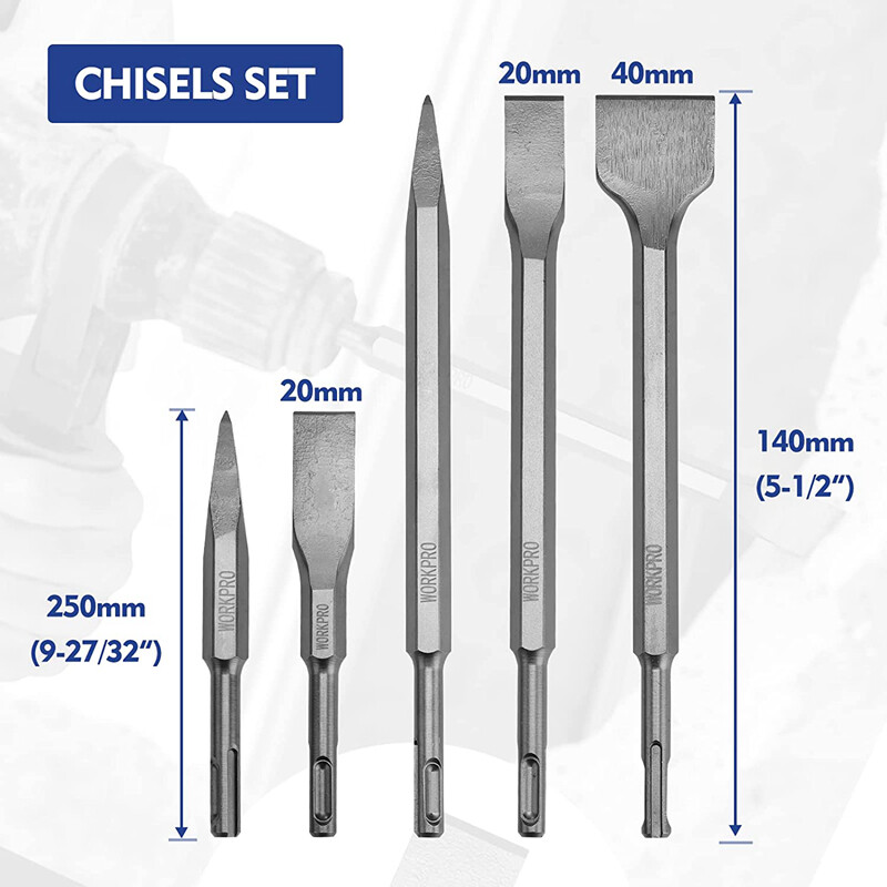 WORKPRO 17-Piece SDS-Plus Rotary Hammer Drill Bits Chisel Set High-Quality Bits