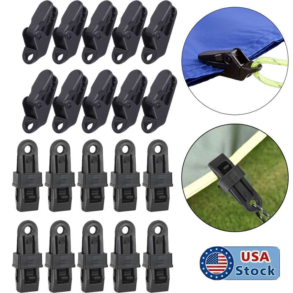 10/20 Adjustable Heavy Duty Lock Grip for Tarp & Shade Cloth Plastic Clips Black