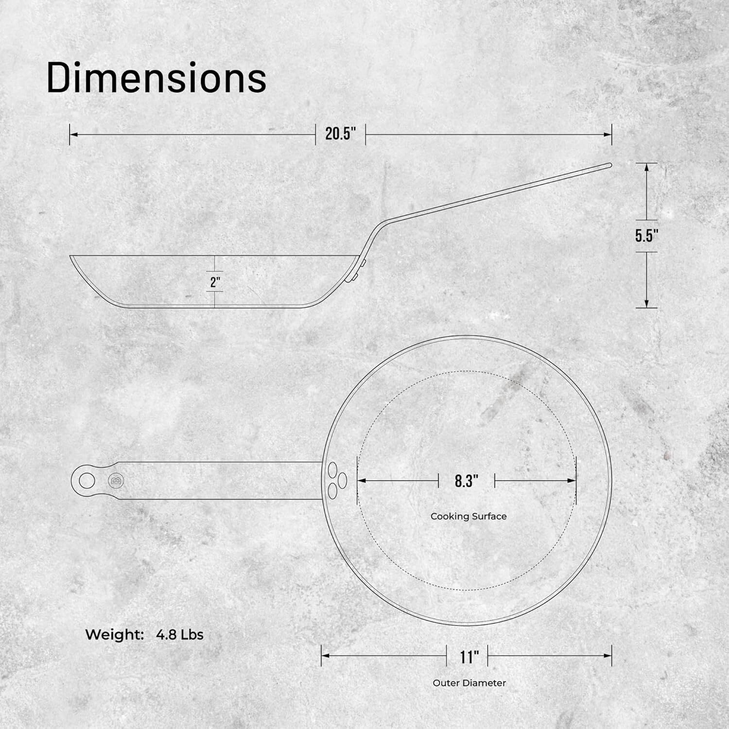 De Buyer 5610.28 Mineral B Round Carbon Steel Fry Pan, 11-Inch, Silver