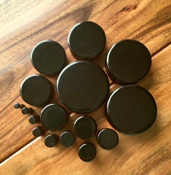 PAIR Black Onyx Organic Stone Plugs Gauges - up to 38mm available!