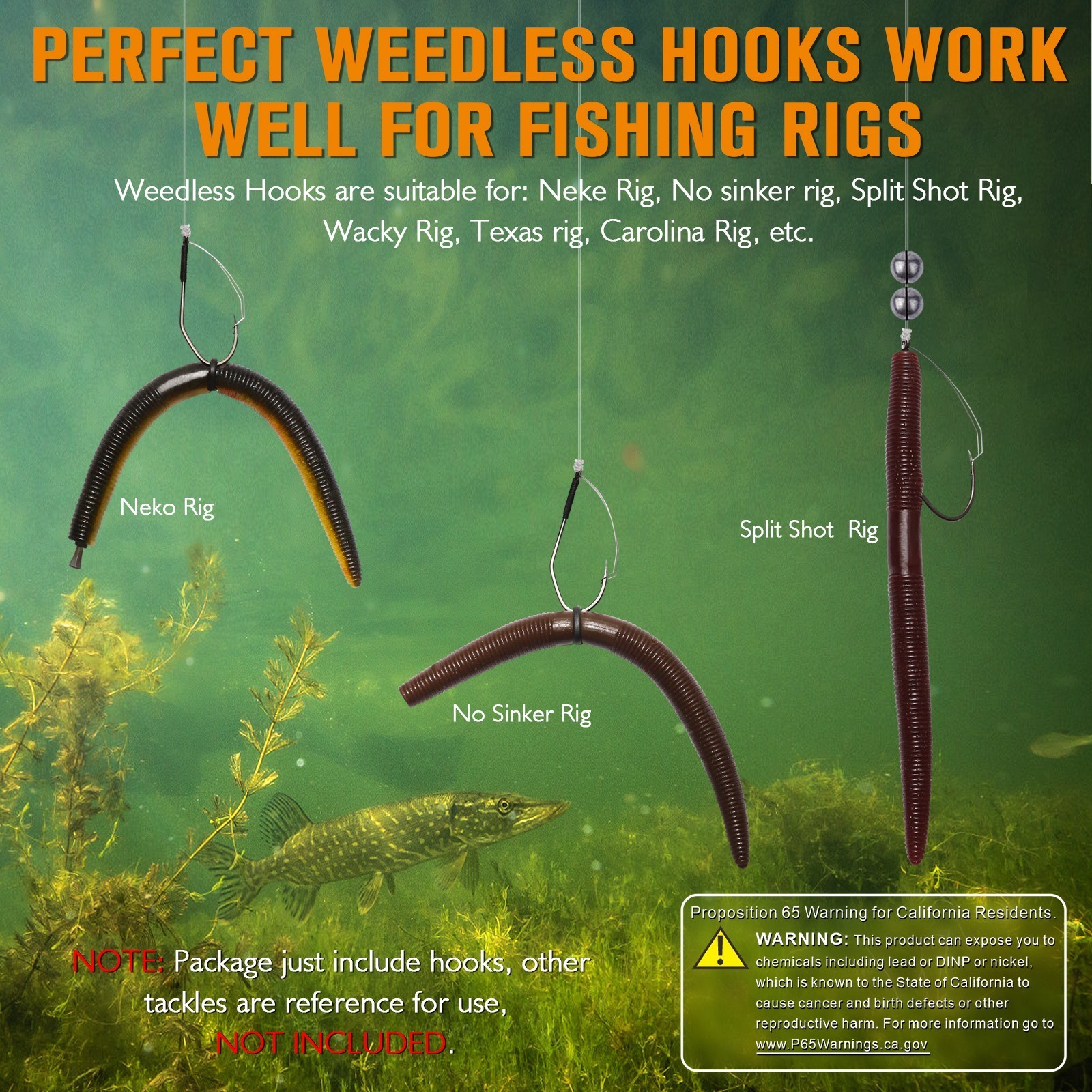 Dovesun 30PCS Weedless Worm Hooks - 2/0 V Fishing Hooks for Wacky Rig Texas Rig