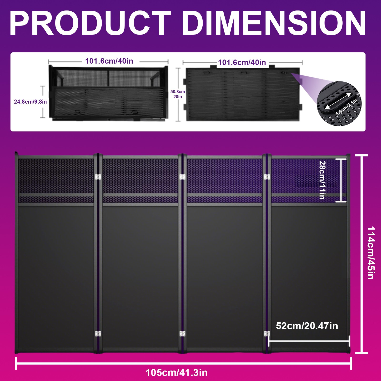 Portable DJ Facade Booth 41"Lx45"Hx20"W DJ Table Stand Booth DJ Table Station