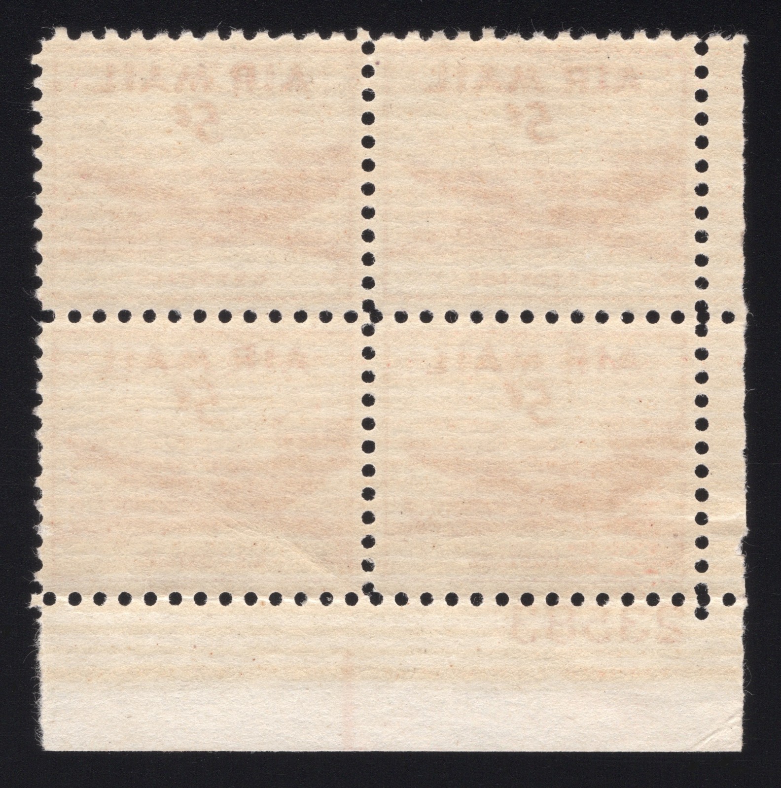 U.S. (Scott C33) 5¢ Skymaster, Plate Block of 4, Mint-OG-NH VF