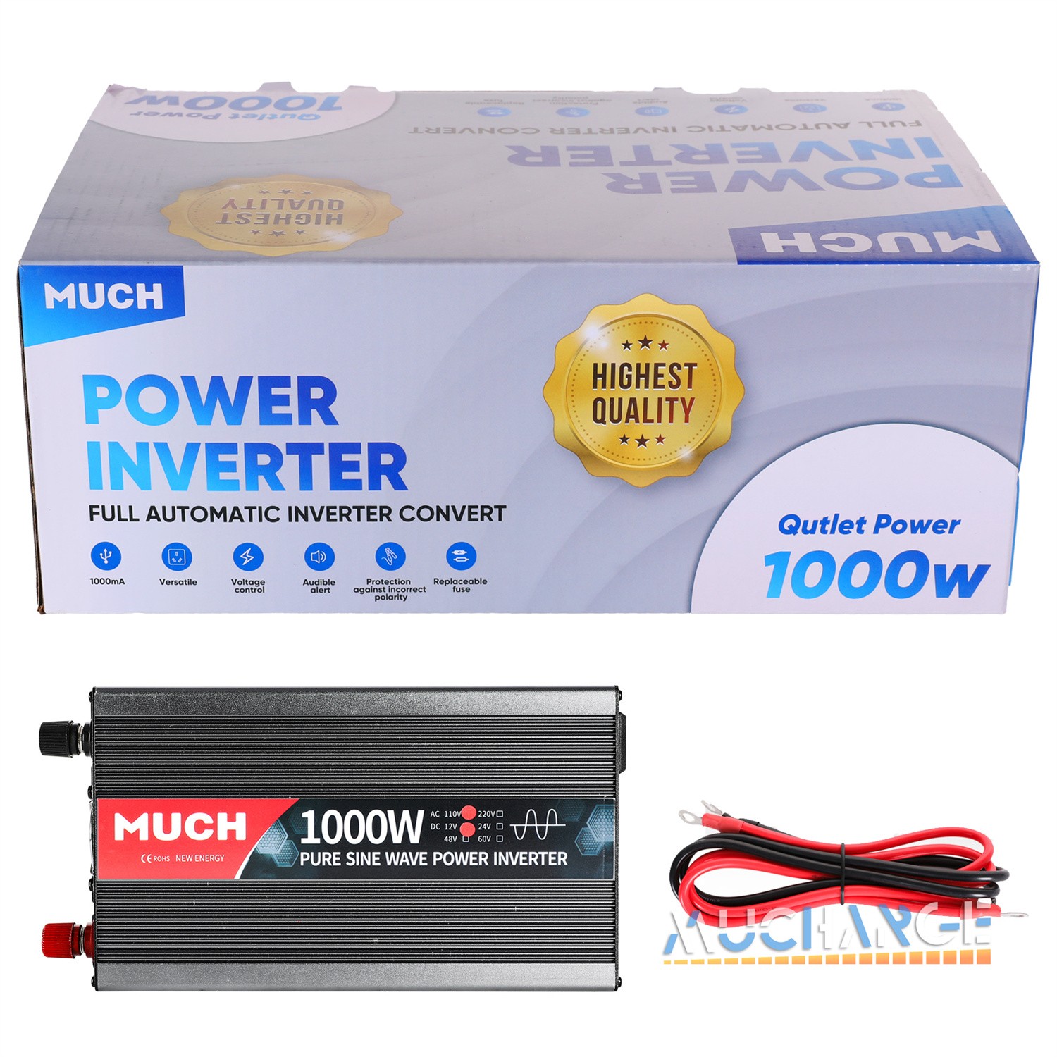 2000W 3000W 4000W Pure Sine Wave Power Inverters, DC 12V 24V to AC 110V 120V LCD