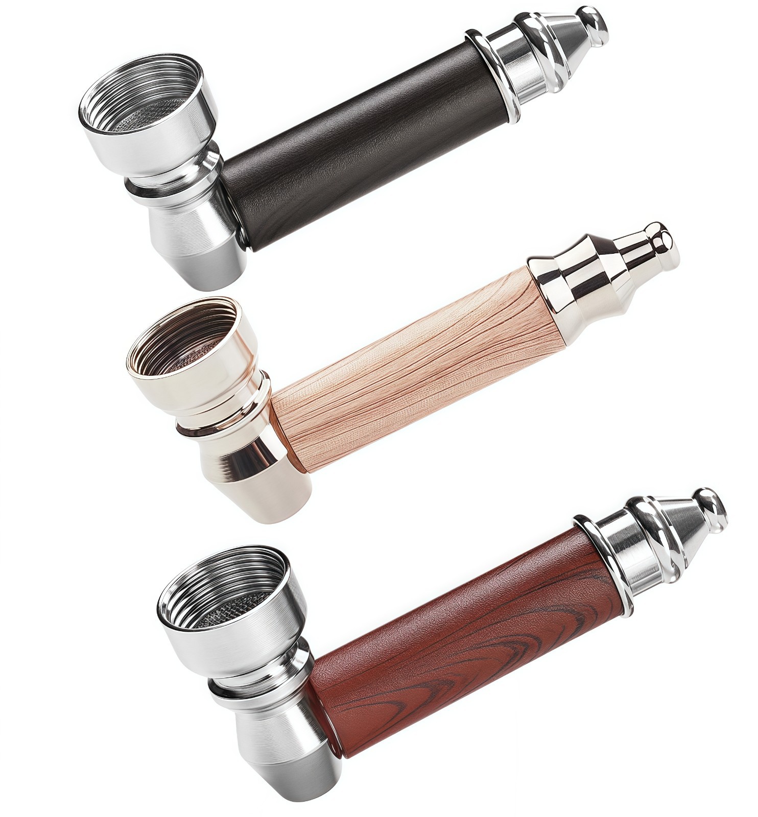 3PCS Metal Smoking Pipe w/Lid Tobacco Pipe Metal Hand Pipe Mini Metal Pipe US