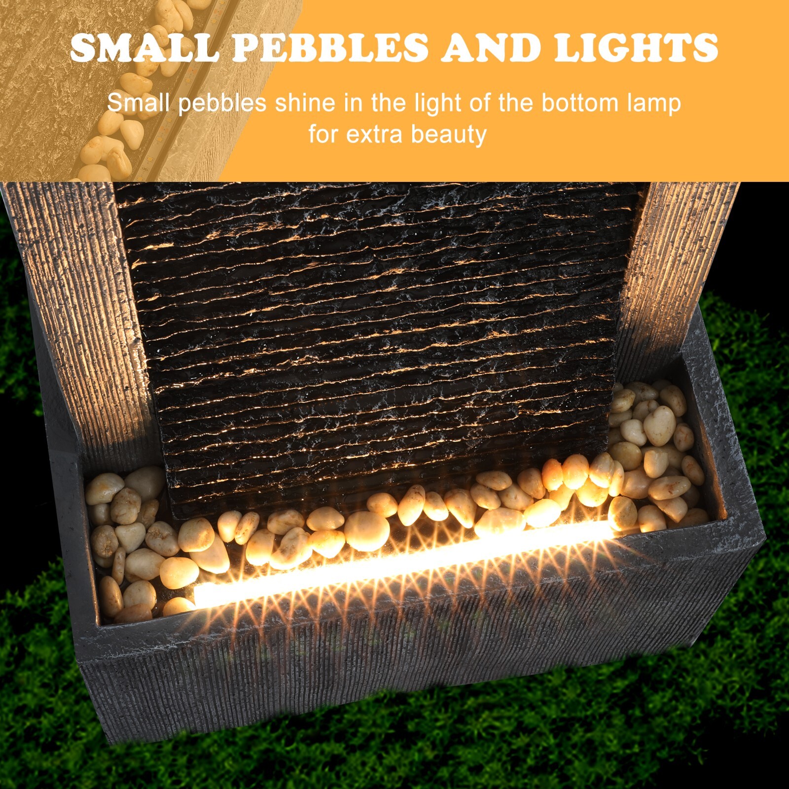 Indoor Modern Water Fountain with LED Lights for Garden Decor