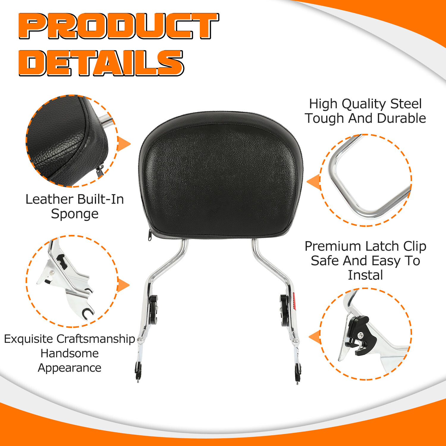 Backrest Sissy Bar Stealth Rack For 09-24 Harley Touring Road King Street Glide