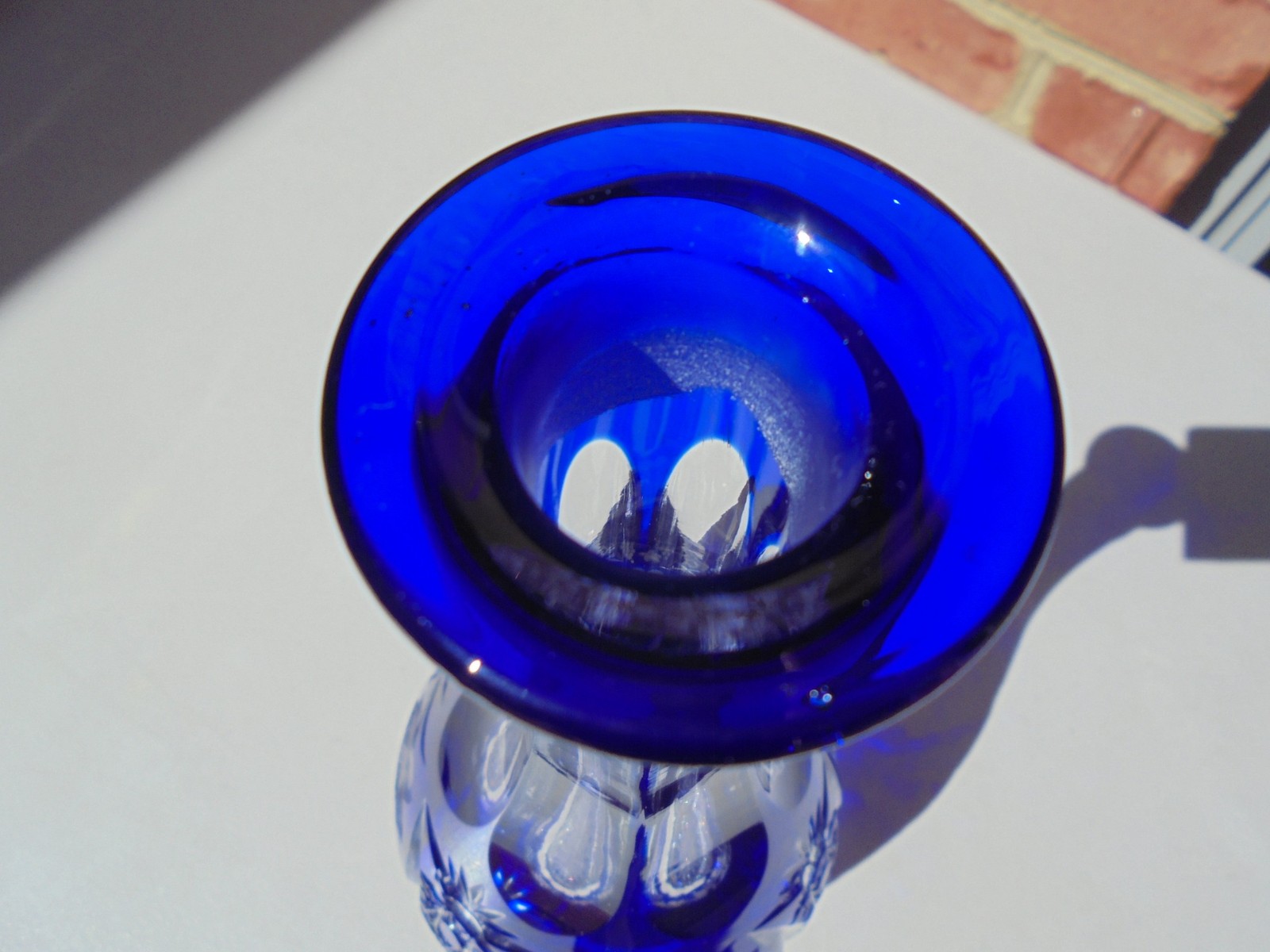 Nachtmann Traube Cobalt Blue Cut to Clear Lg Decanter 15" Excellent