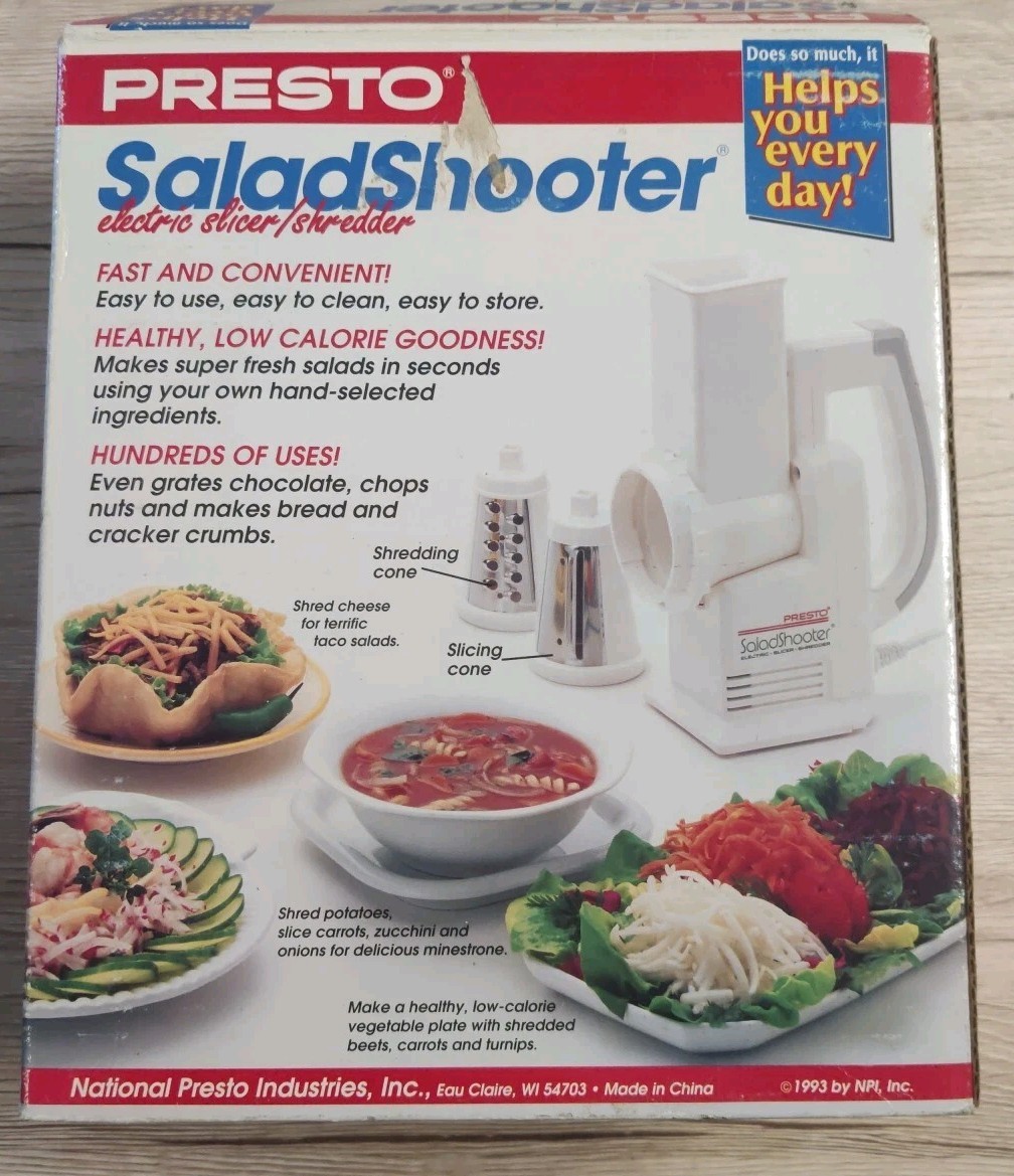 Presto 02910 Salad Shooter Electric Food Slicer Shredder New Open Box