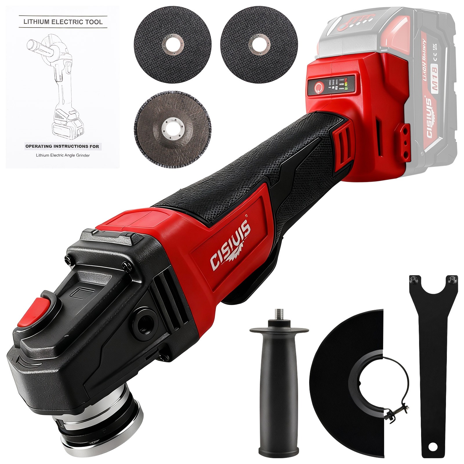 Cisivis Cordless 4-1/2" Brushless Angle Grinder for Milwaukee M18 Battery