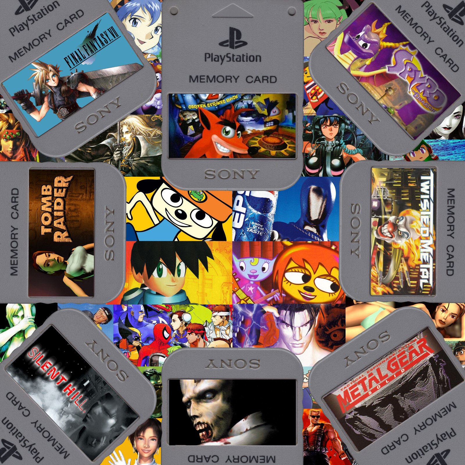 Custom PlayStation 1 (PS1) Memory Card Stickers - Catalog #1 - 250 Designs!