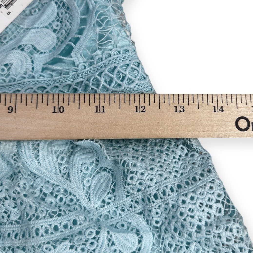 Rare Editions Aqua Blue Lace Tiered Halter Dress Girls Size 12 E442965 NWT