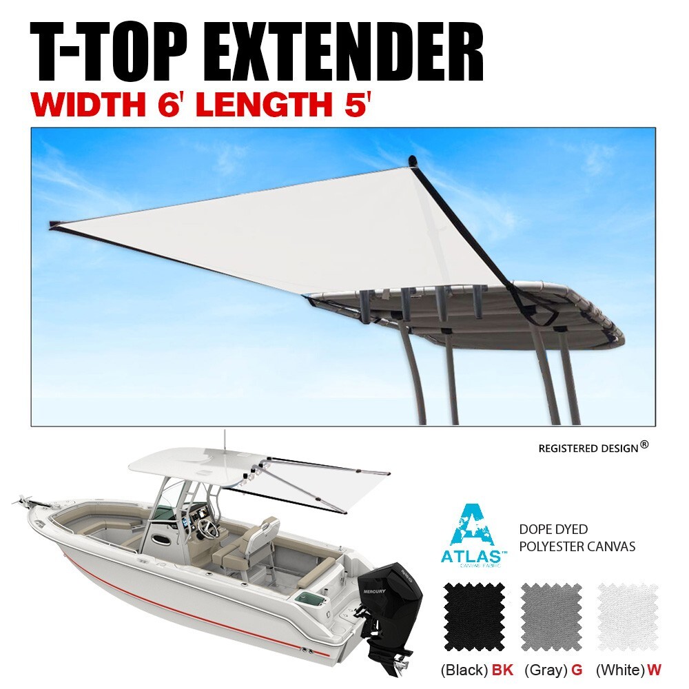 Oceansouth T-Top Extender White / shaded area up to 5' / Width 6' x  Length 5'