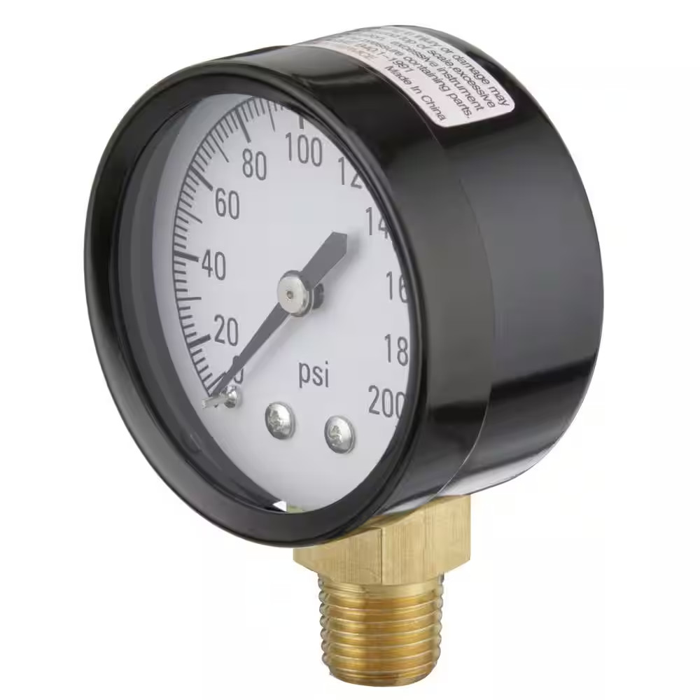 200 PSI Pressure Gauge with 1/4 In. Lower Connection