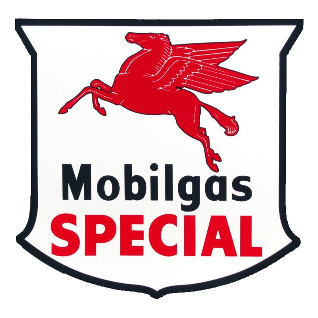 Pair of Mobilgas Special Shield 12" Vinyl Decals (DC130)