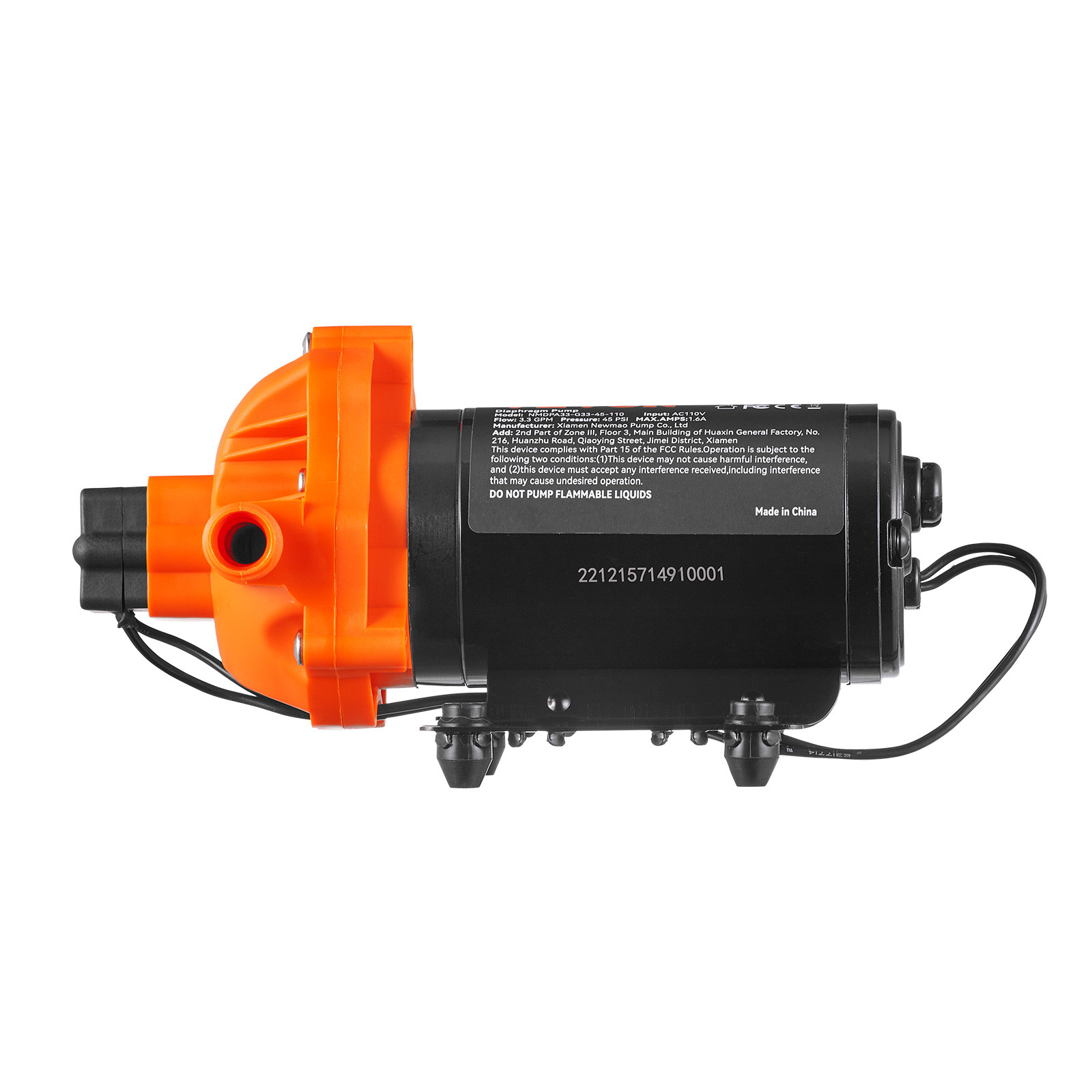 VEVOR 110V Water Pressure Diaphragm Pump Self-Priming Pump 45 PSI 3.3GPM Boat RV