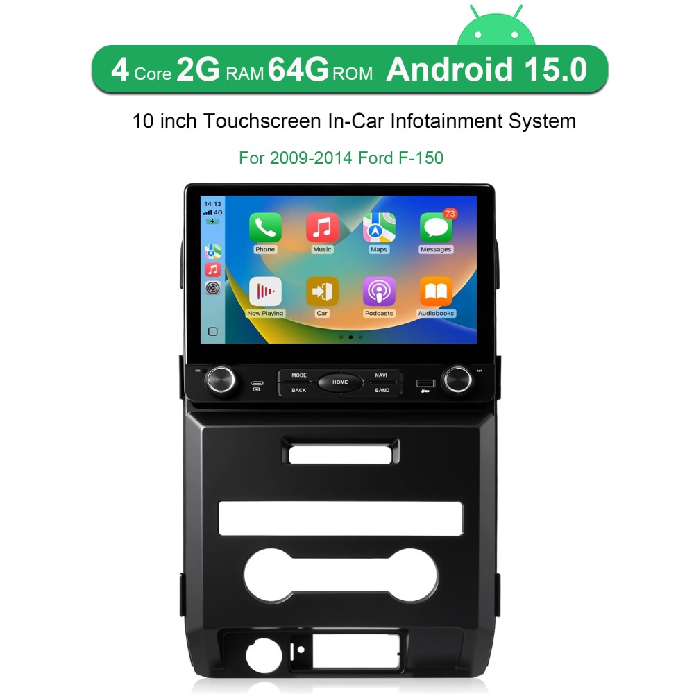 For Ford F-150 2009-2014 10" Carplay Android 15 Car Stereo Radio GPS Navi 2+64GB
