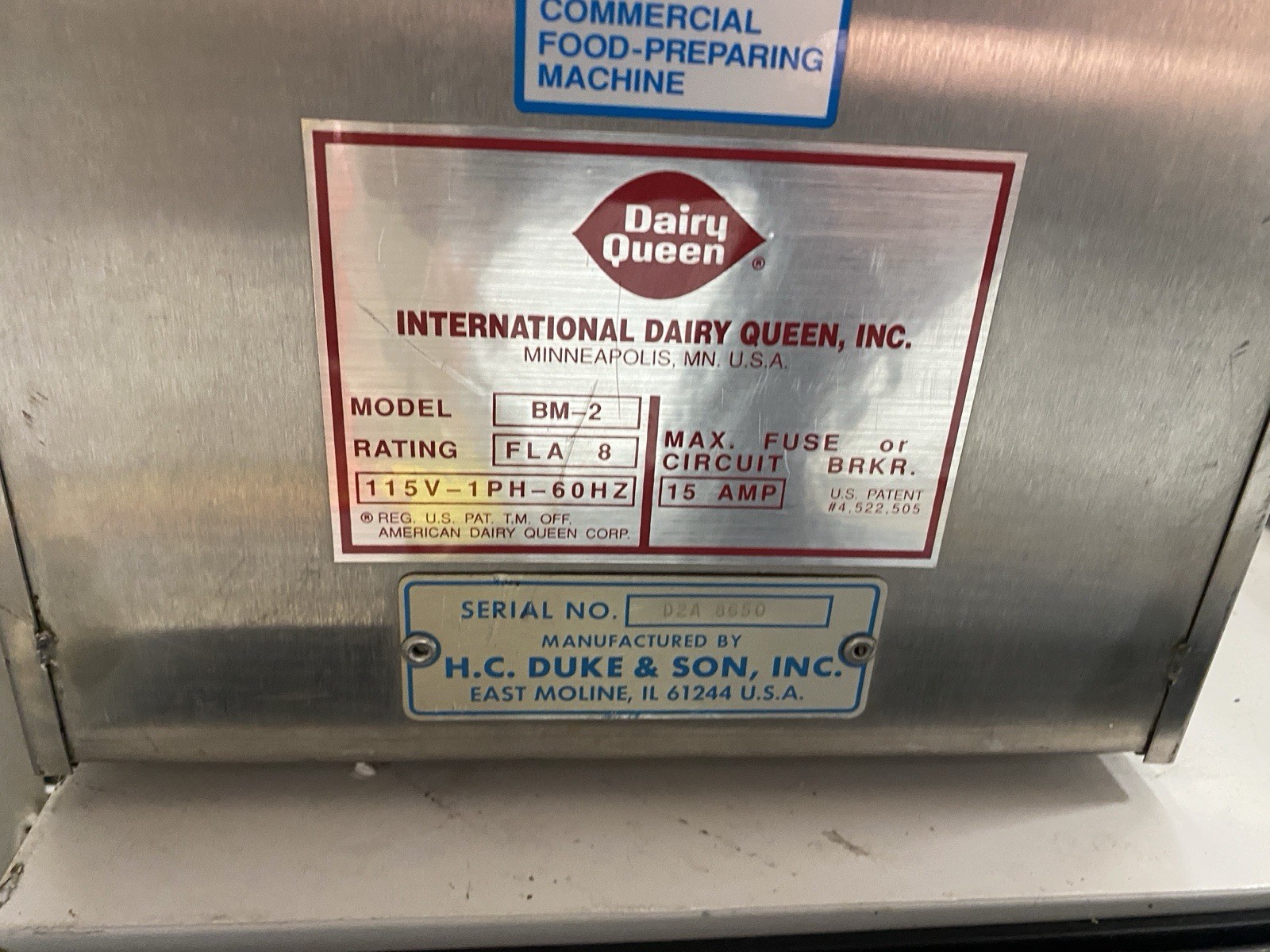 Electrofreeze Flurry, Blizzard, Shake Mixer, 115v, Variable Speed, Dairy Queen