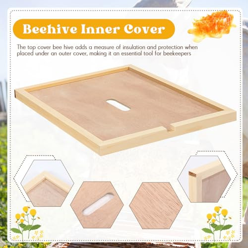 6 Pcs Beehive Inner Cover for 10 Frame Hive Box Cover with Feeding Hole
