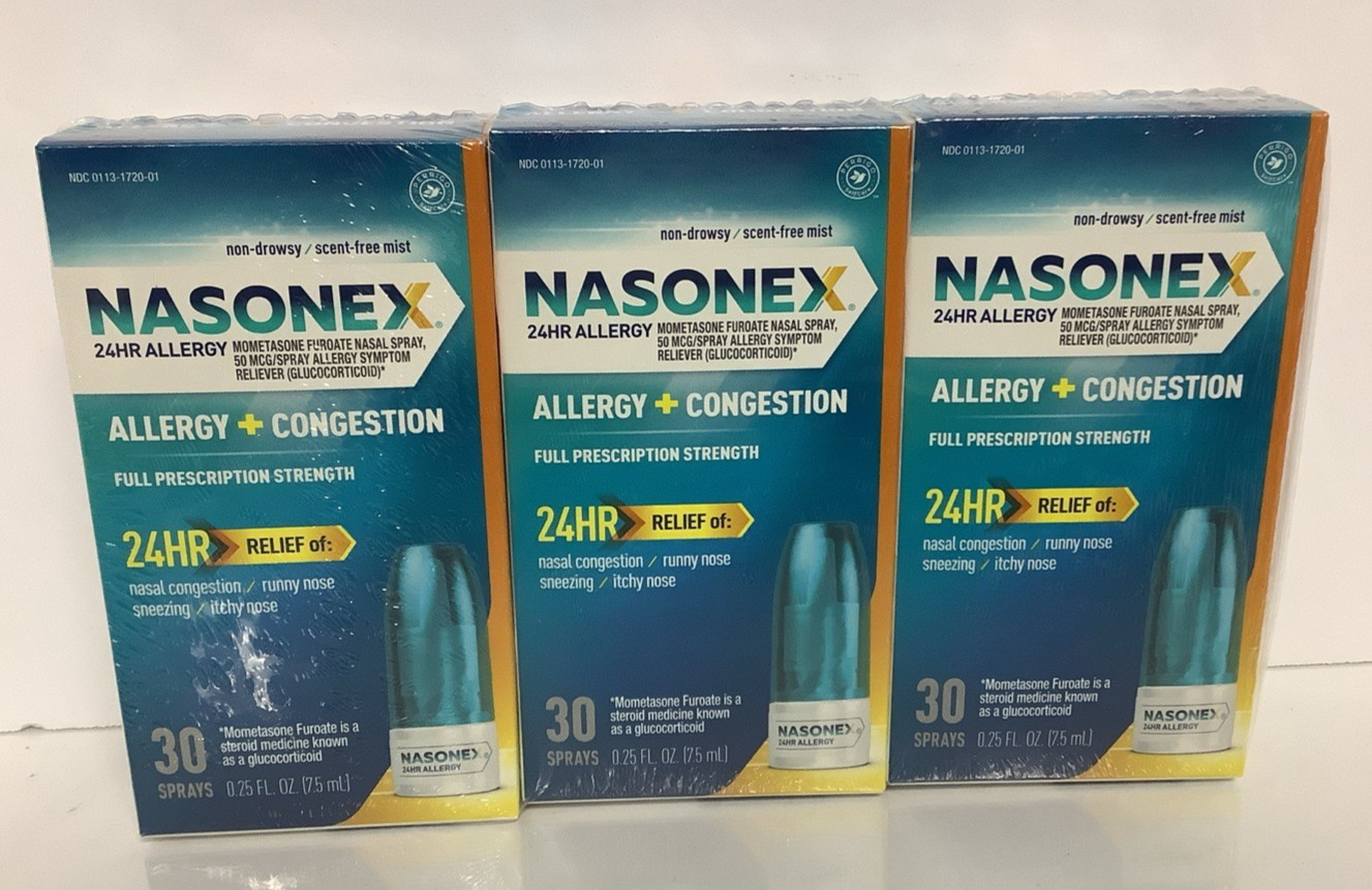 3 boxes NASONEX 24hr Allergy + Congestion 30 sprays in each 05/2027