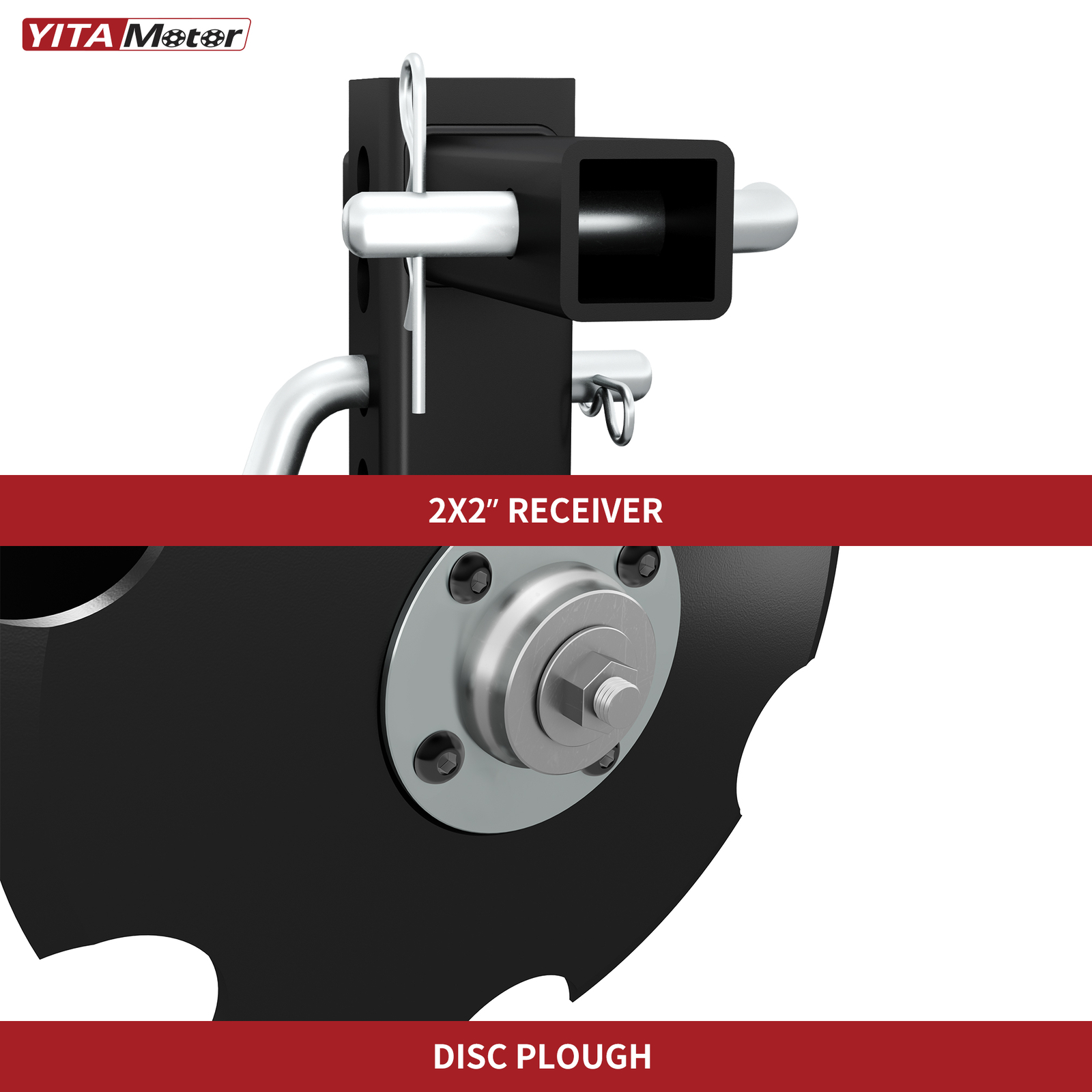 28" Cut Width ATV/UTV Disc Plow Harrow With 2" Receiver Hitch Heavy Duty Attach