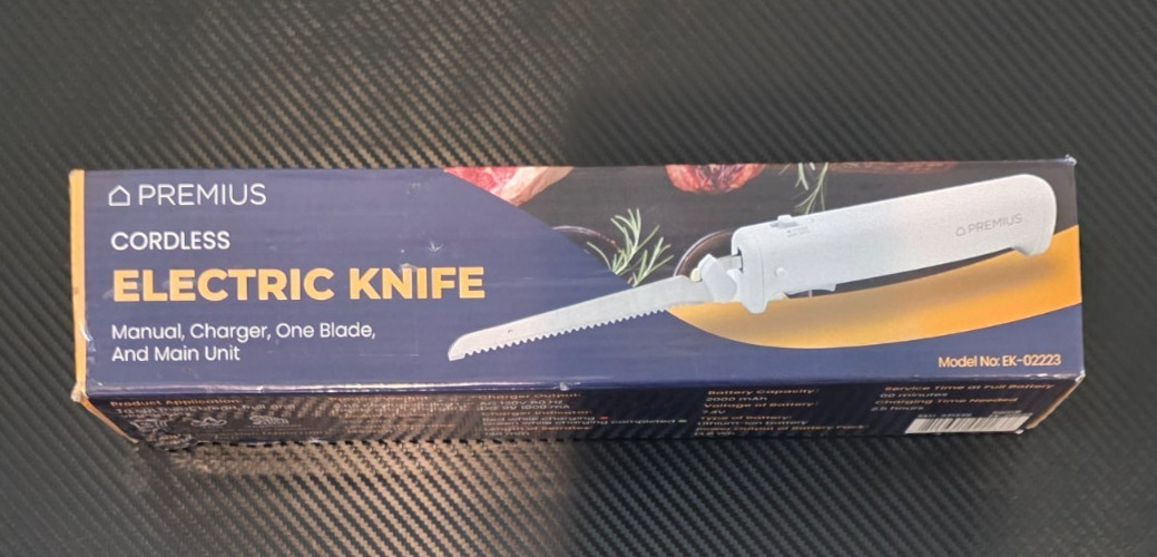 Premius Professional Rechargeable Cordless Electric Knife Model Ek-02223 White